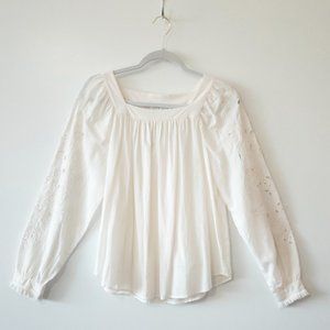 Ann Taylor Loft Off-White Long Sleeve Lace Peasant Blouse Size XS NWT